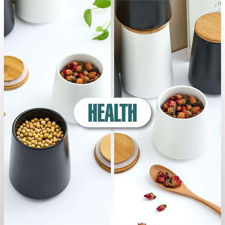 3 black ceramic canister